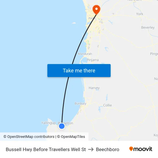 Bussell Hwy Before Travellers Well St to Beechboro map
