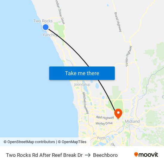 Two Rocks Rd After Reef Break Dr to Beechboro map