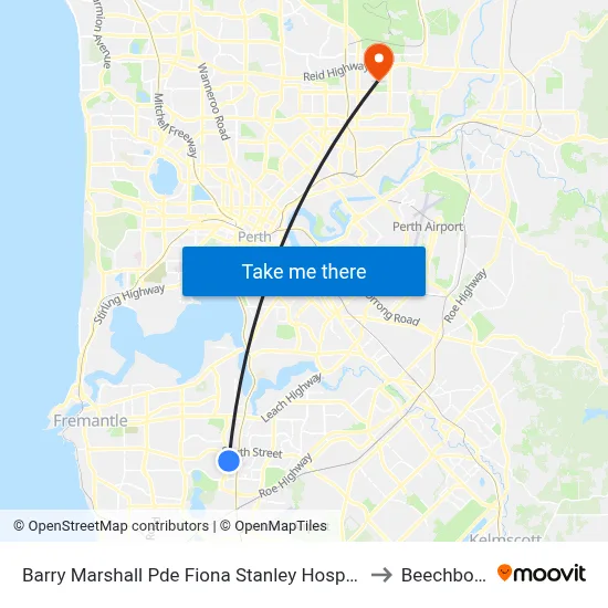 Barry Marshall Pde Fiona Stanley Hospital to Beechboro map