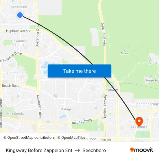 Kingsway  Before Zappeion Ent to Beechboro map