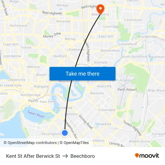 Kent St After Berwick St to Beechboro map
