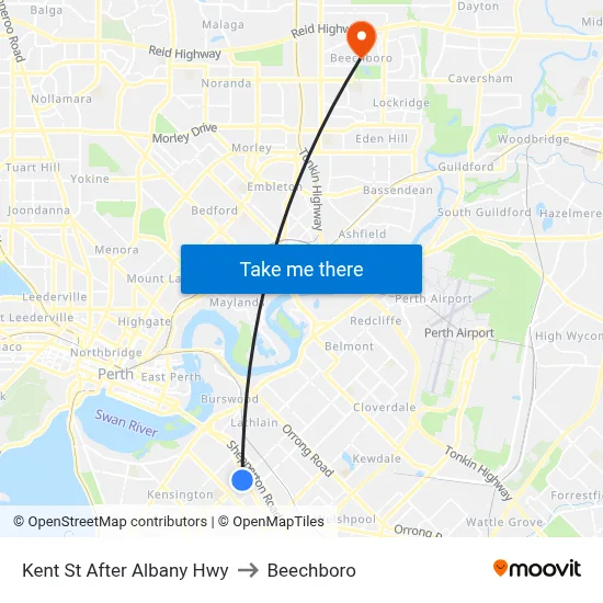 Kent St After Albany Hwy to Beechboro map