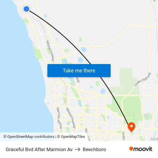 Graceful Bvd After Marmion Av to Beechboro map