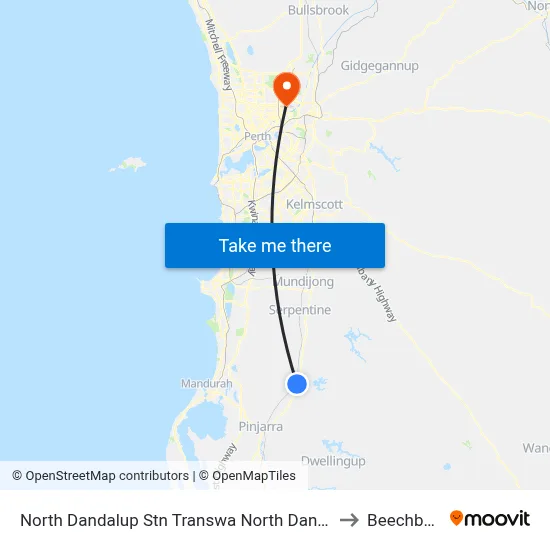 North Dandalup Stn Transwa North Dandalup to Beechboro map
