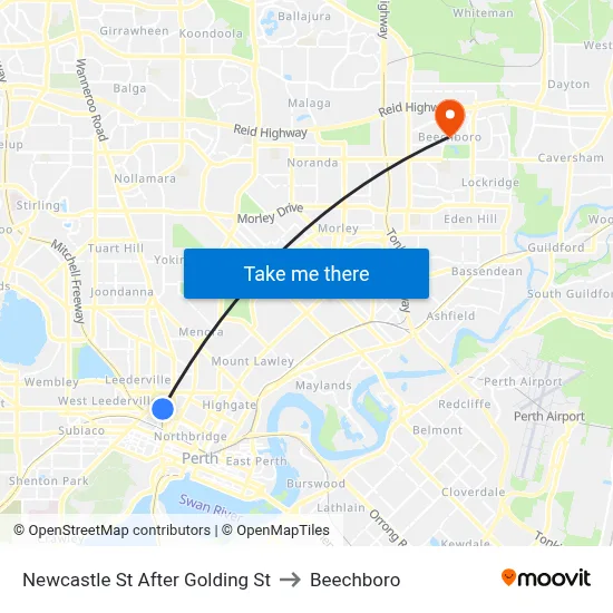 Newcastle St After Golding St to Beechboro map