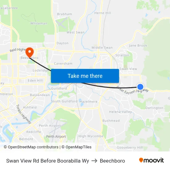 Swan View Rd Before Boorabilla Wy to Beechboro map