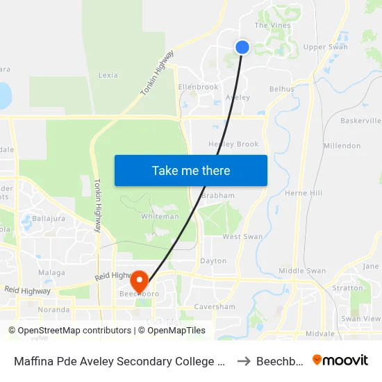 Maffina Pde Aveley Secondary College Stand 3 to Beechboro map