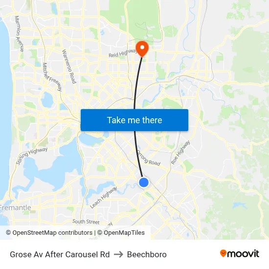 Grose Av After Carousel Rd to Beechboro map