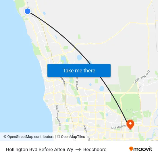 Hollington Bvd Before Altea Wy to Beechboro map