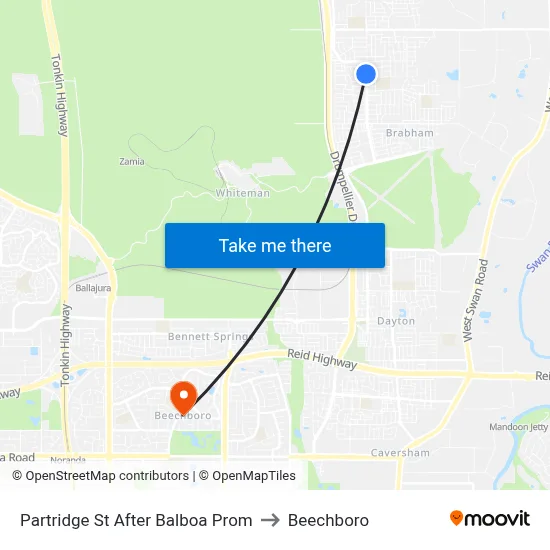 Partridge St After Balboa Prom to Beechboro map
