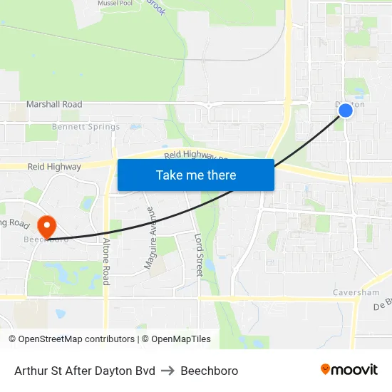 Arthur St After Dayton Bvd to Beechboro map