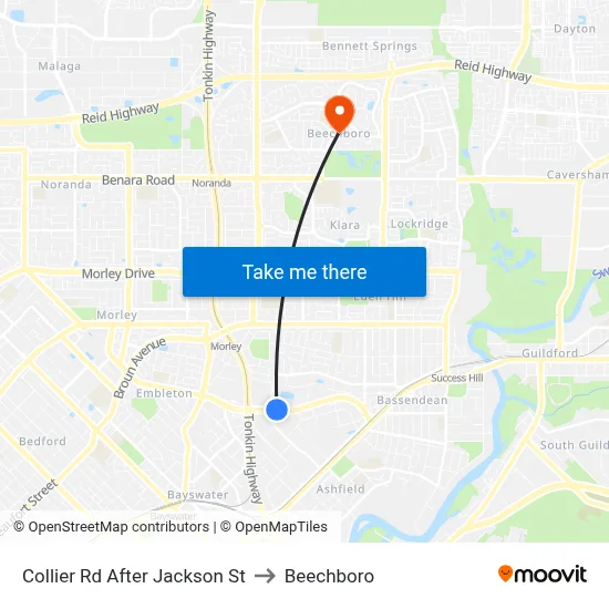 Collier Rd After Jackson St to Beechboro map