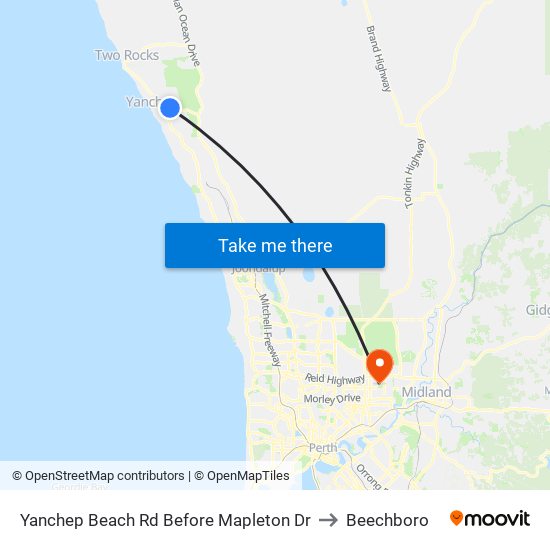 Yanchep Beach Rd Before Mapleton Dr to Beechboro map