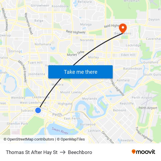 Thomas St After Hay St to Beechboro map