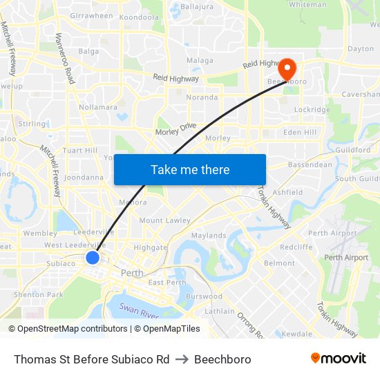 Thomas St Before Subiaco Rd to Beechboro map
