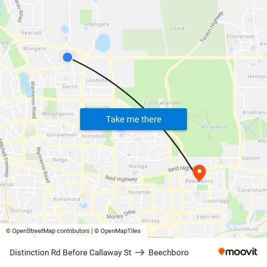 Distinction Rd Before Callaway St to Beechboro map