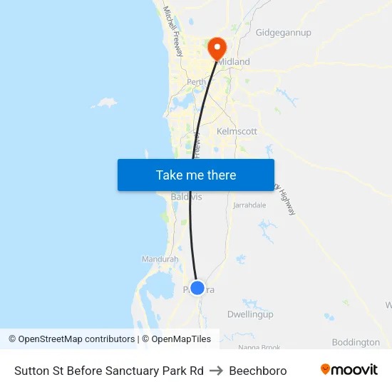 Sutton St Before Sanctuary Park Rd to Beechboro map