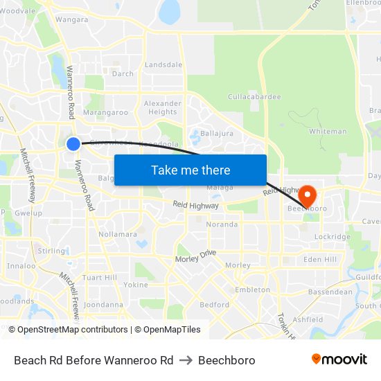 Beach Rd Before Wanneroo Rd to Beechboro map