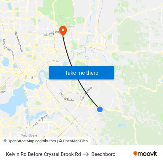 Kelvin Rd Before Crystal Brook Rd to Beechboro map