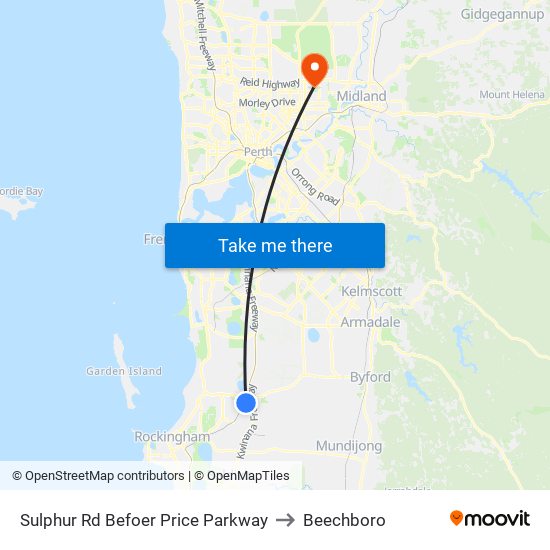 Sulphur Rd Befoer Price Parkway to Beechboro map