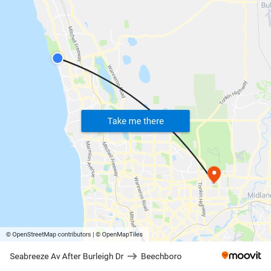 Seabreeze Av After Burleigh Dr to Beechboro map