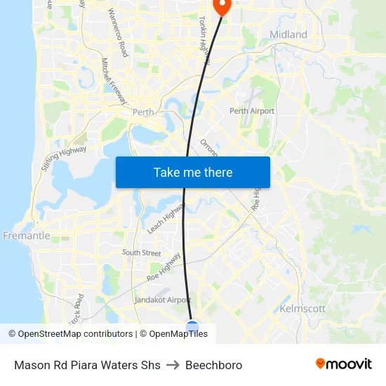 Mason Rd Piara Waters Shs to Beechboro map