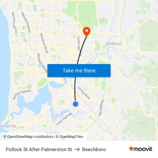 Pollock St After Palmerston St to Beechboro map