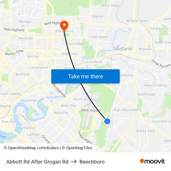 Abbott Rd After Grogan Rd to Beechboro map