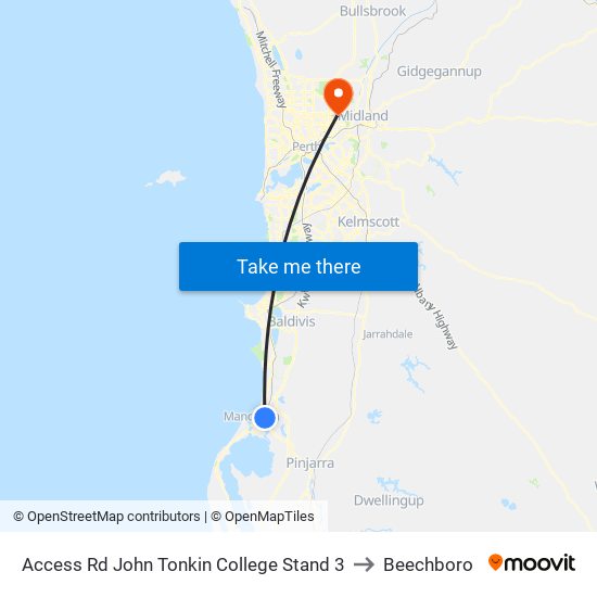 Access Rd John Tonkin College Stand 3 to Beechboro map