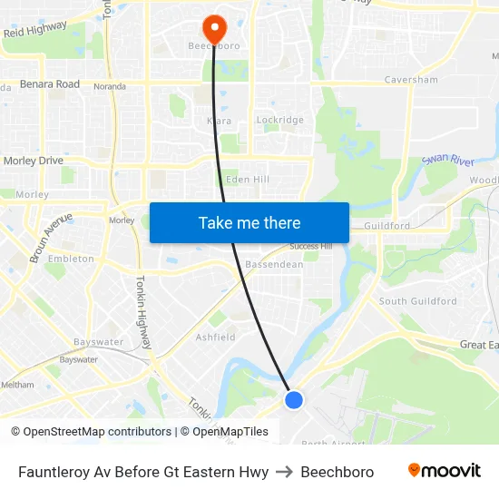 Fauntleroy Av Before Gt Eastern Hwy to Beechboro map