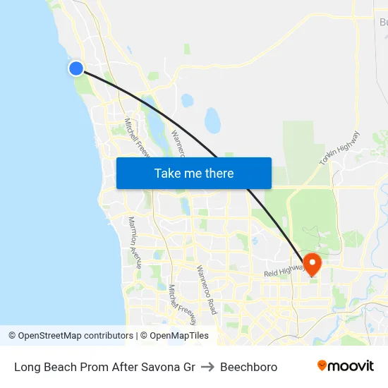 Long Beach Prom After Savona Gr to Beechboro map