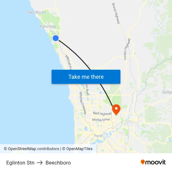 Eglinton Stn to Beechboro map