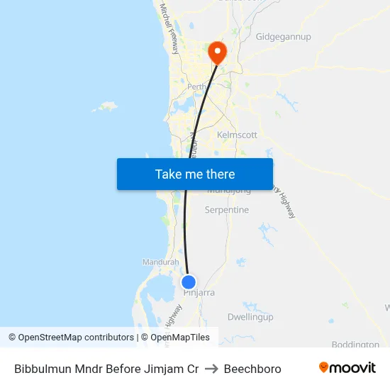 Bibbulmun Mndr Before Jimjam Cr to Beechboro map