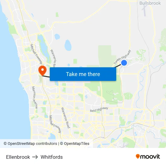 Ellenbrook to Whitfords map