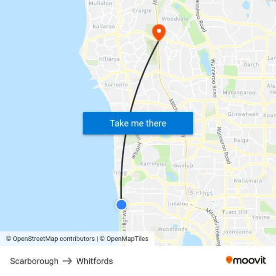 Scarborough to Whitfords map