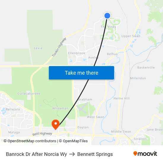 Banrock Dr After Norcia Wy to Bennett Springs map