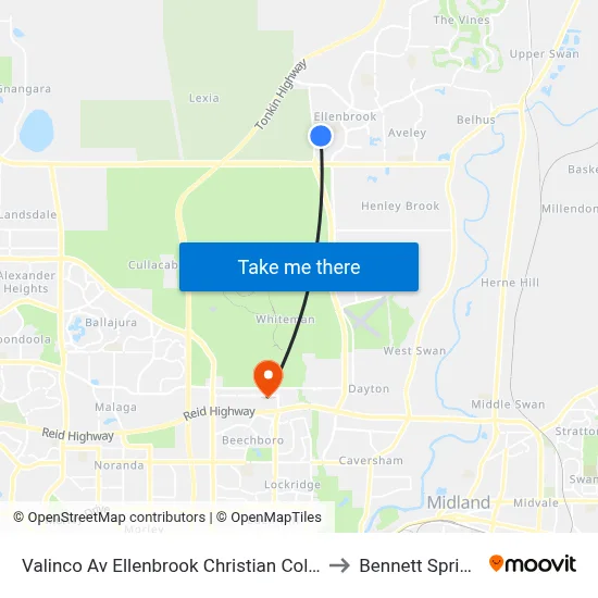 Valinco Av Ellenbrook Christian College to Bennett Springs map