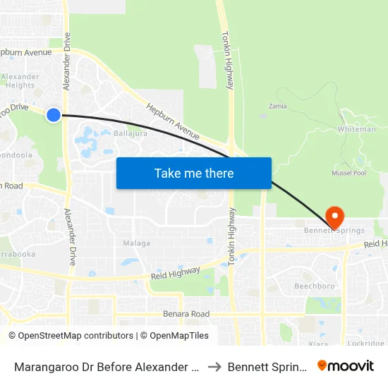 Marangaroo Dr Before Alexander Dr to Bennett Springs map