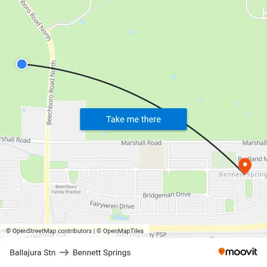Ballajura Stn to Bennett Springs map