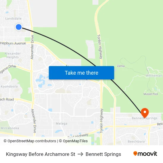 Kingsway   Before Archamore St to Bennett Springs map