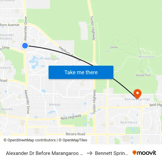 Alexander Dr Before Marangaroo Dr to Bennett Springs map