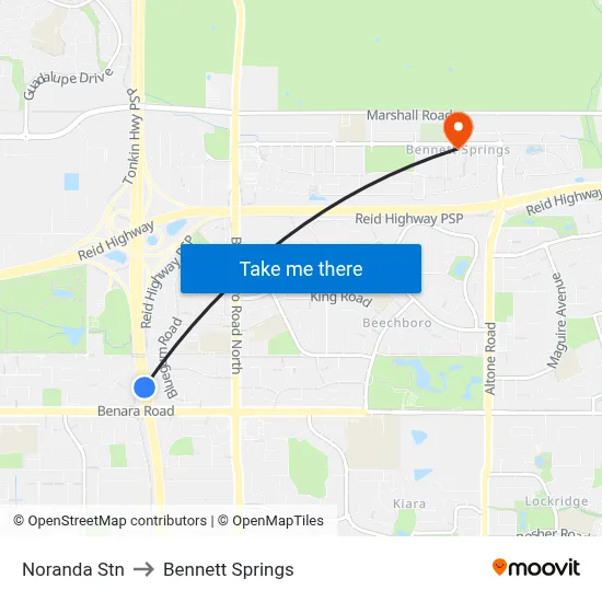Noranda Stn to Bennett Springs map