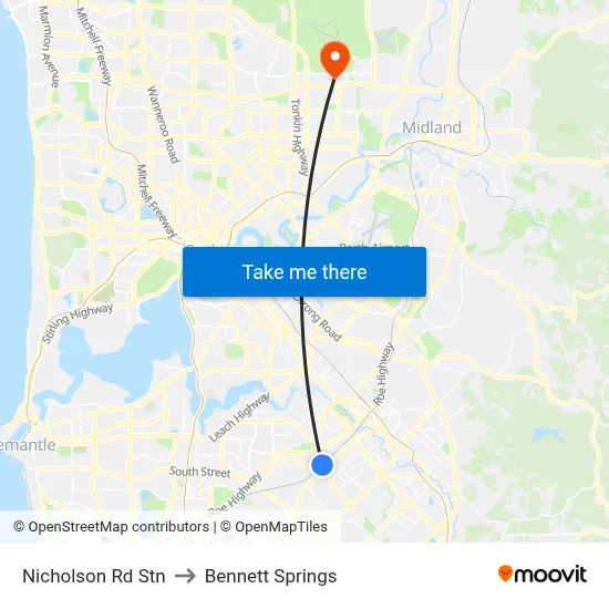 Nicholson Rd Stn to Bennett Springs map