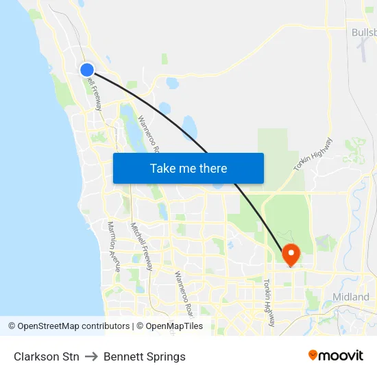 Clarkson Stn to Bennett Springs map