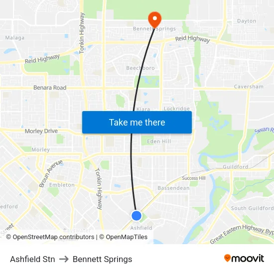 Ashfield Stn to Bennett Springs map