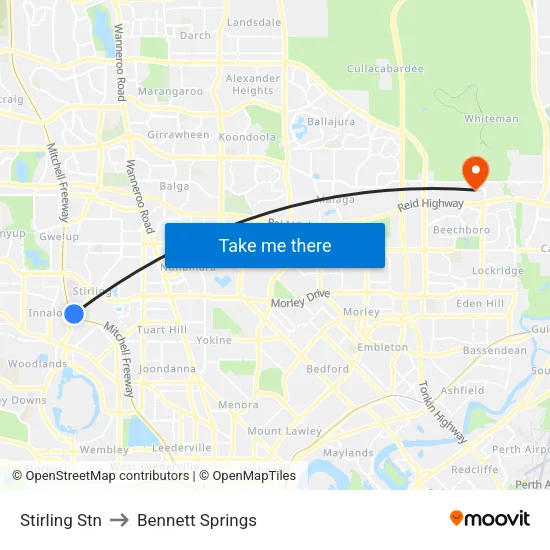 Stirling Stn to Bennett Springs map