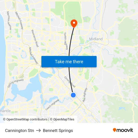 Cannington Stn to Bennett Springs map
