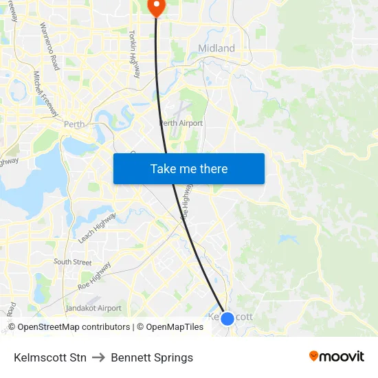 Kelmscott Stn to Bennett Springs map