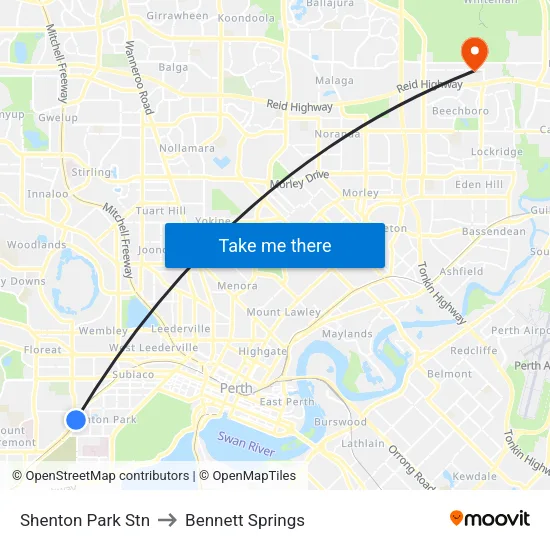 Shenton Park Stn to Bennett Springs map