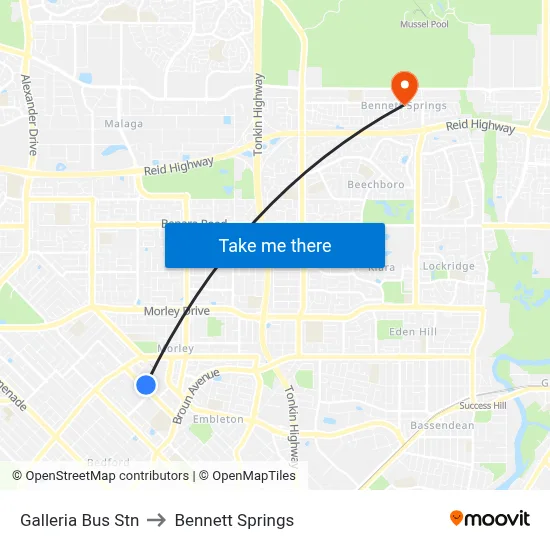 Galleria Bus Stn to Bennett Springs map